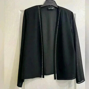 Frank Lyman design  beautiful black semi sheer jacket with rhinestone